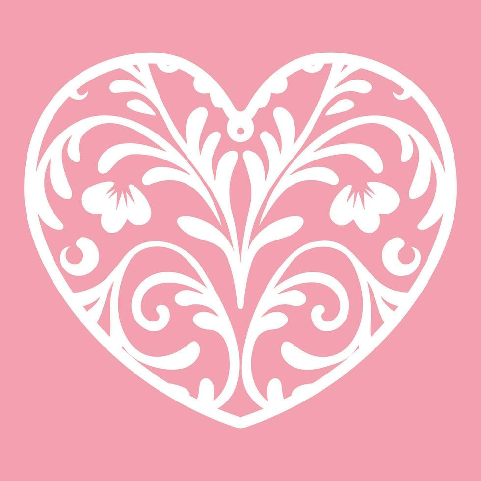 Decorative heart damask ornate style vector