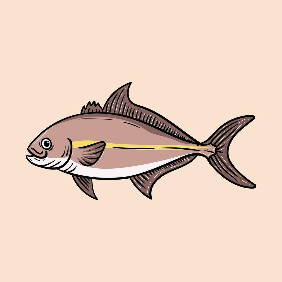 Amberjack fish cartoon illustration vector