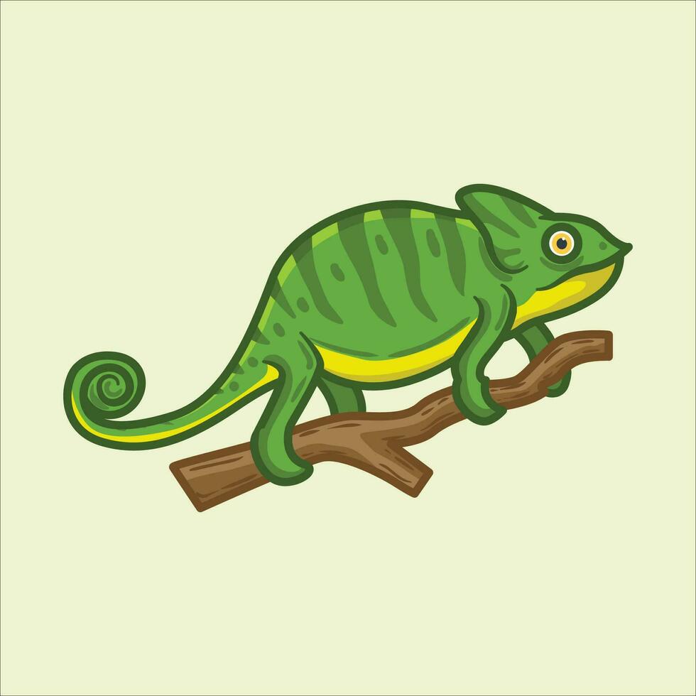 Cute chameleon cartoon vector illustration