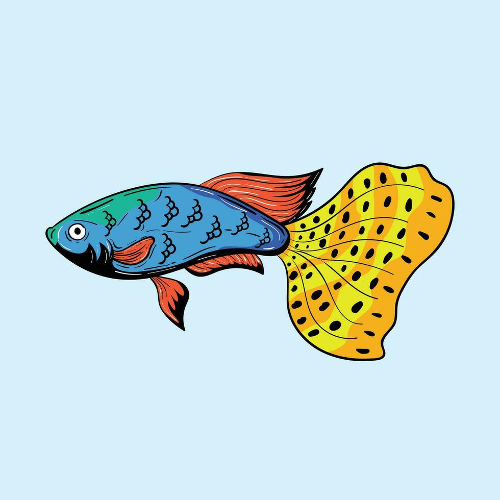 guppy pescado dibujos animados ilustración vector