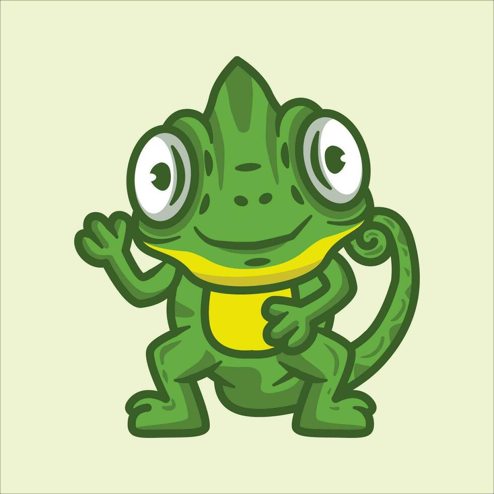 Cute chameleon cartoon vector illustration