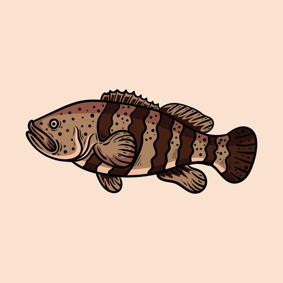 Grouper fish cartoon illustration 36315489 Vector Art at Vecteezy