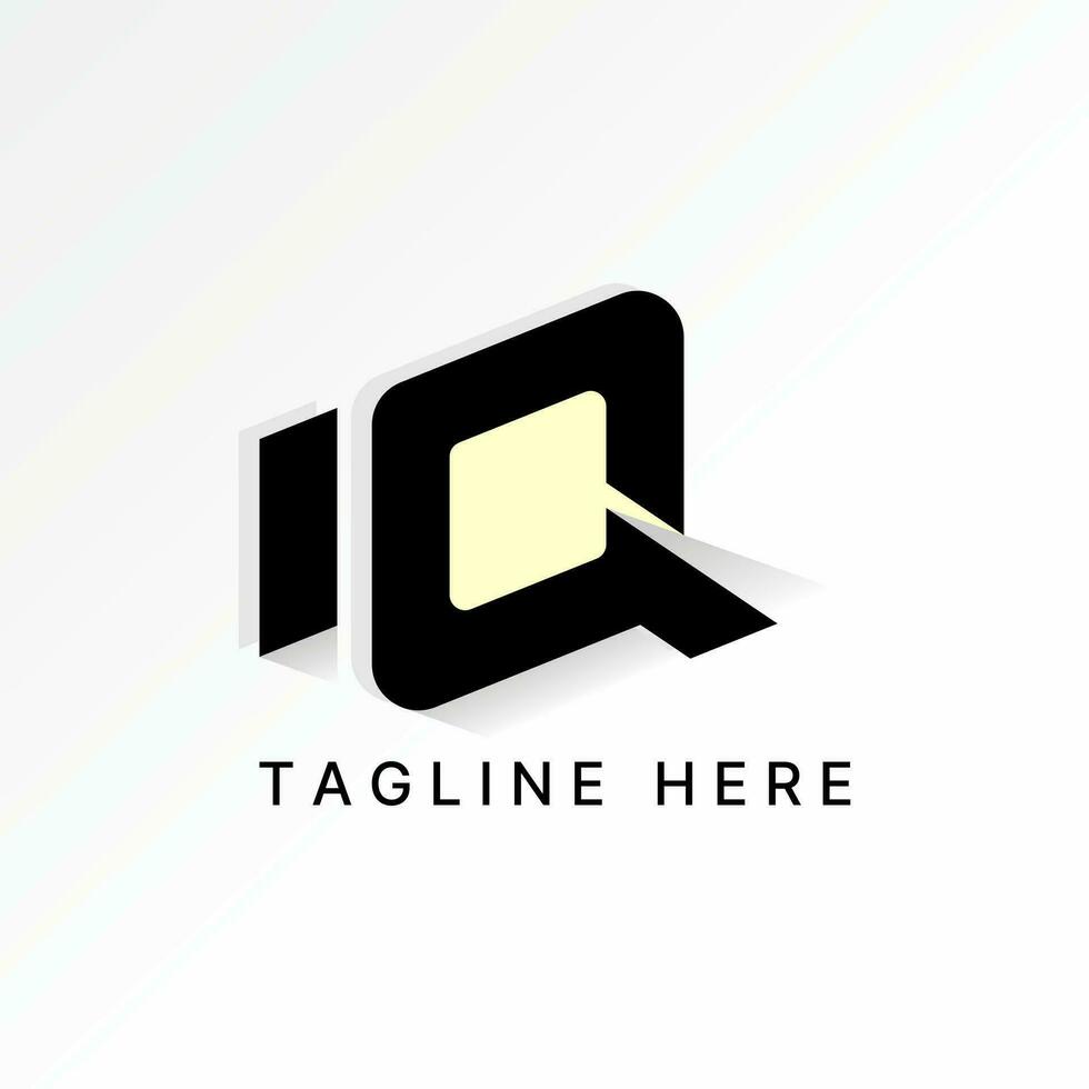 Logo design graphic concept creative premium abstract vector stock unique initial letter IQ font with shadow. Related to monogram tech 3D typography