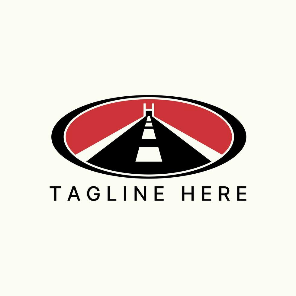 Logo design graphic concept creative premium abstract vector stock road ellipse initial H font like bridge. Related straight driving freeway vehicle
