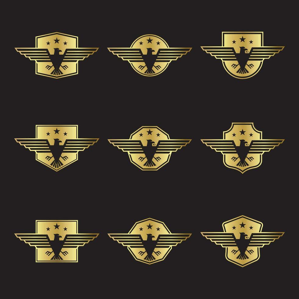 conjunto minimalis águila logo insignias vector