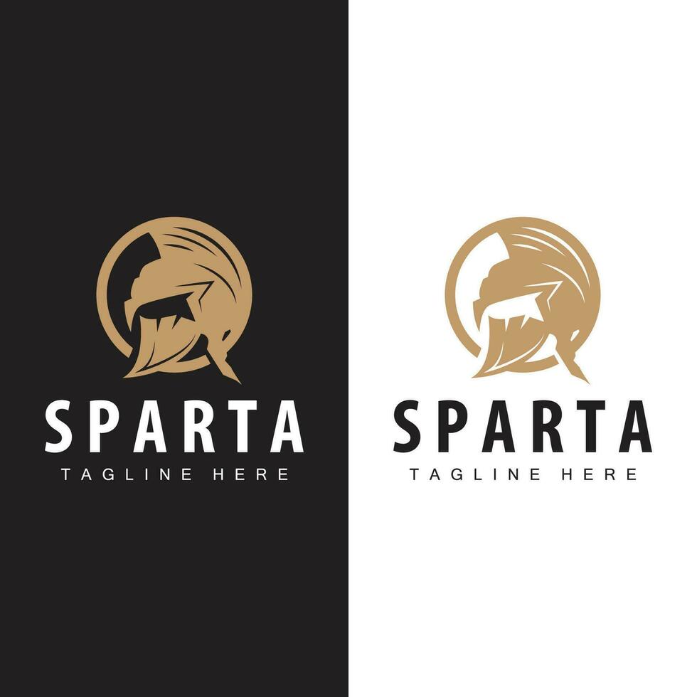 Spartan logo, barbarian warrior badge design simple silhouette spartan war helmet vector