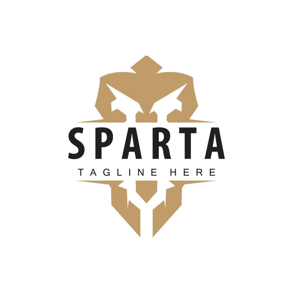 Spartan logo, barbarian warrior badge design simple silhouette spartan war helmet vector