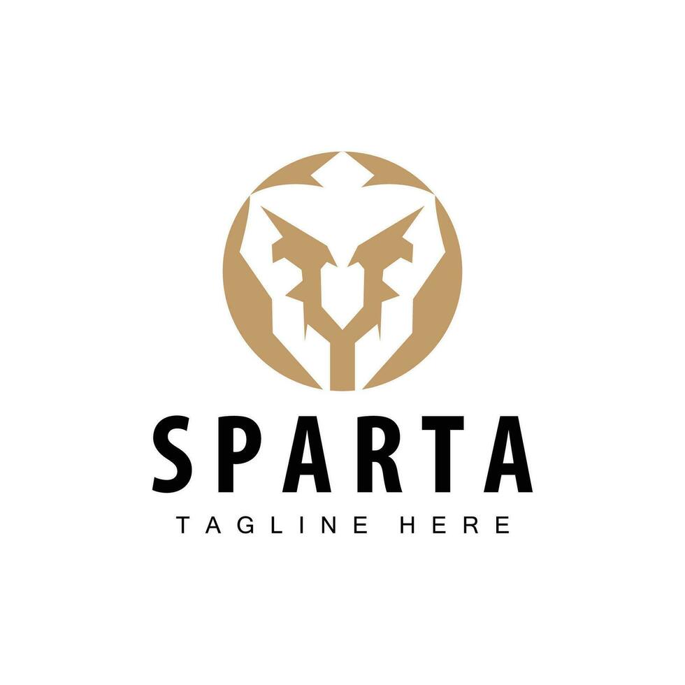 Spartan logo, barbarian warrior badge design simple silhouette spartan war helmet vector