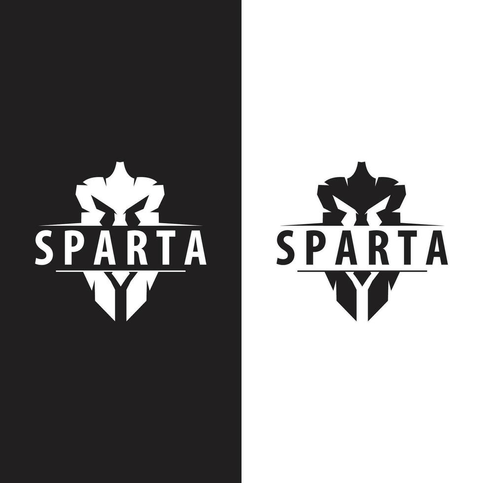 Spartan logo, barbarian warrior badge design simple silhouette spartan war helmet vector