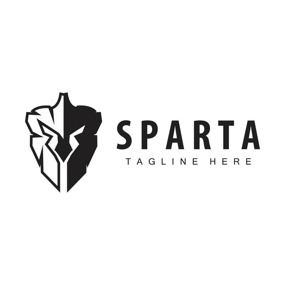 Spartan logo, barbarian warrior badge design simple silhouette spartan war helmet vector