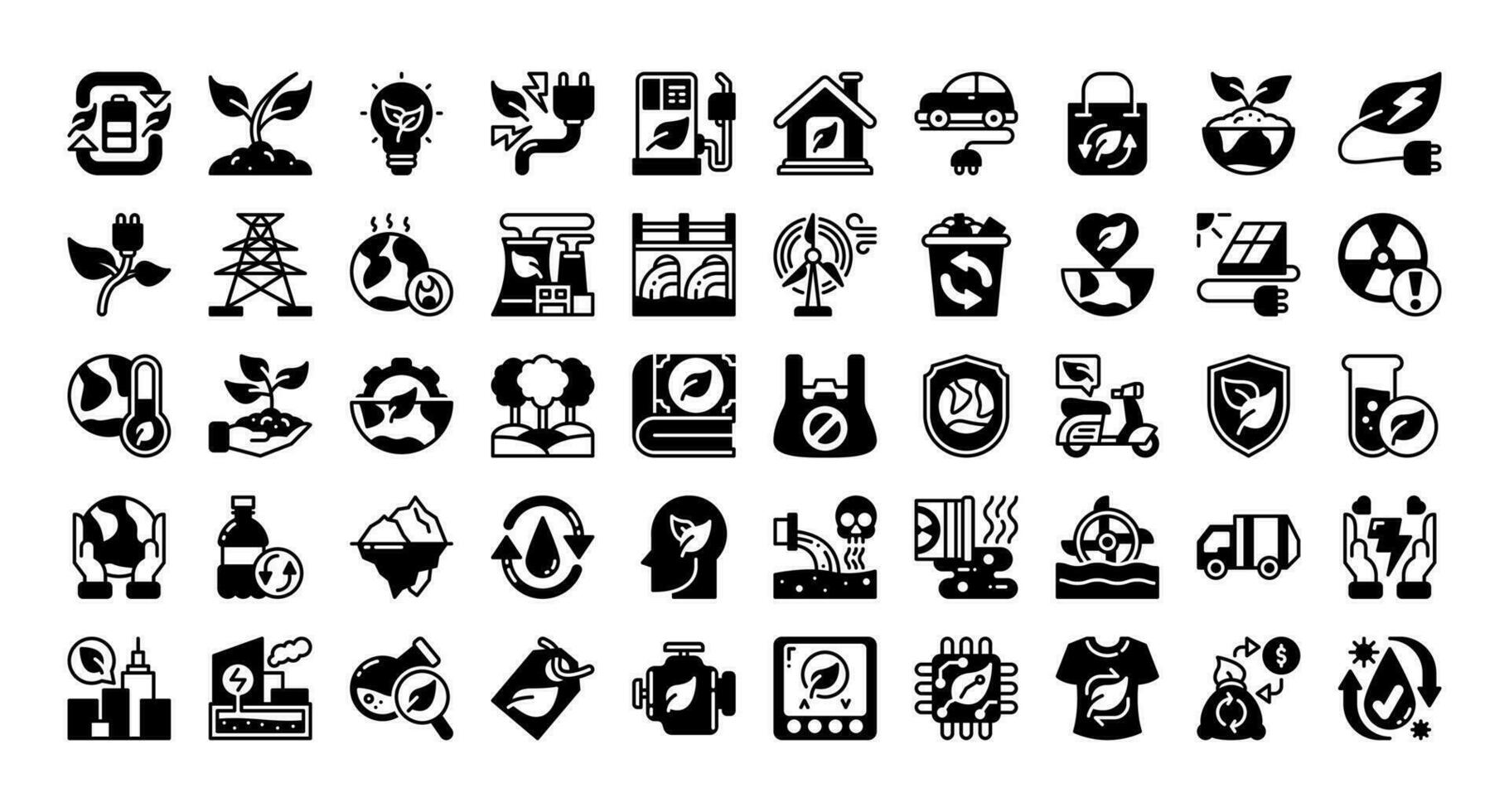 ecology glyph icon set vector