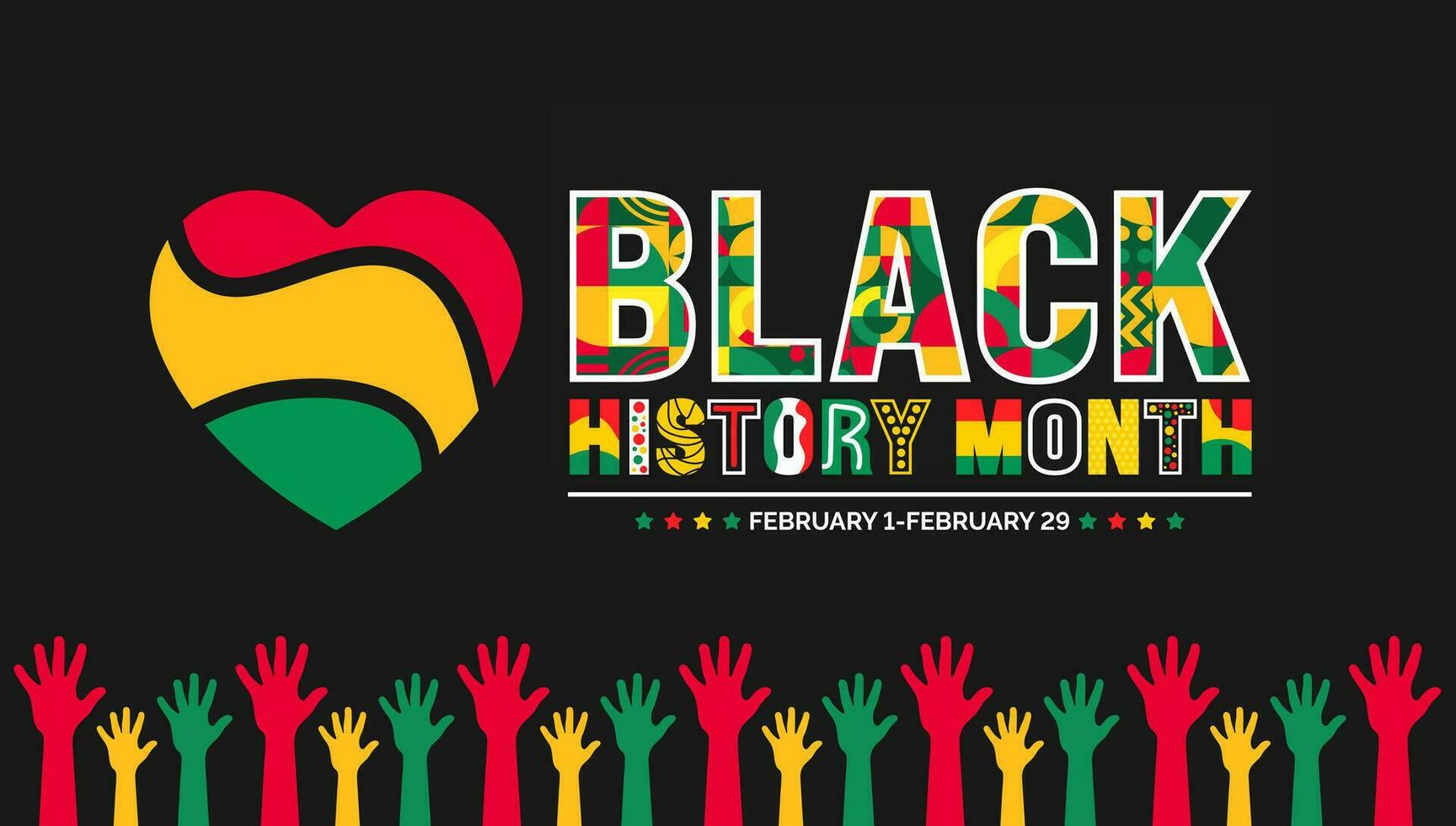 African American Black history month colorful lettering typography with protest power strong hand raised background Celebrated February in united state and Canada. Juneteenth Independence Day. Kwanzaa vector