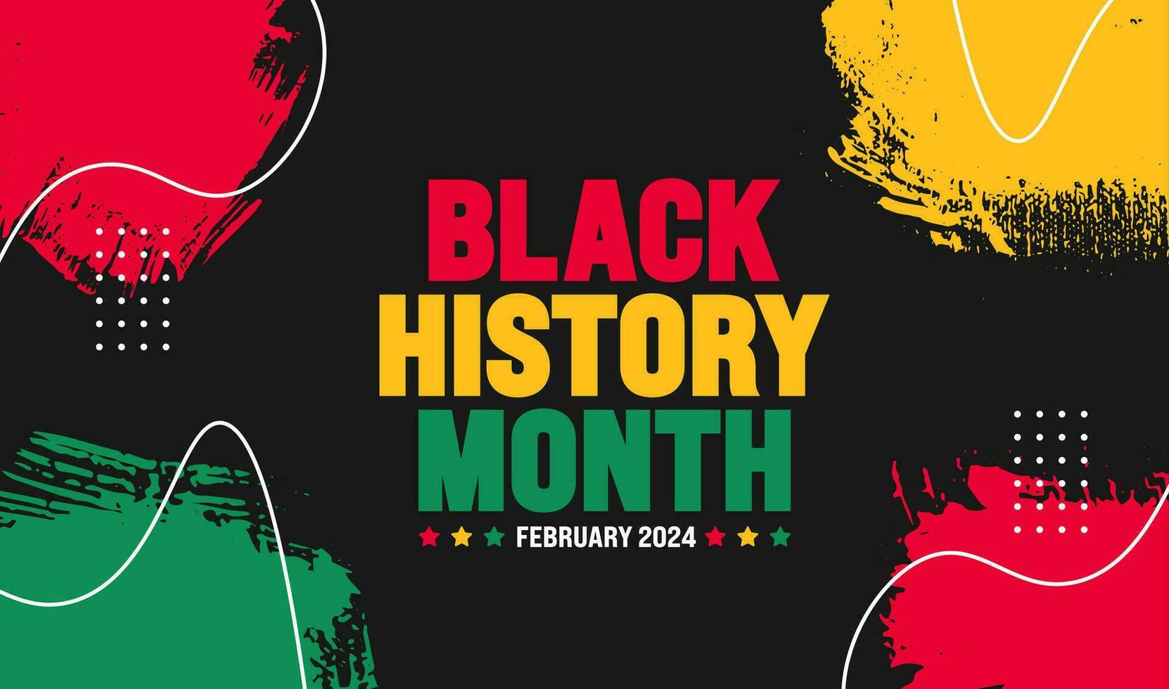 African American Black history month colorful lettering typography with ink paint brush stroke background Celebrated February in united state and Canada. Juneteenth Independence Day. Kwanzaa. vector