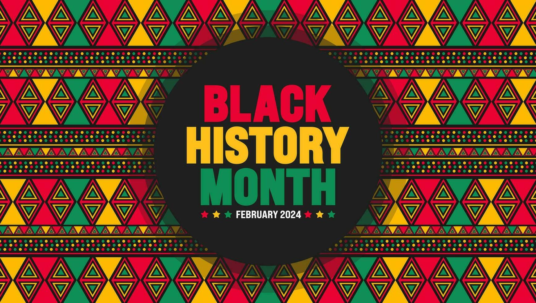 Black history month colorful lettering typography with Neo geometric seamless pattern background. Juneteenth Independence Day. Kwanzaa. Celebrated February in united state and Canada. vector