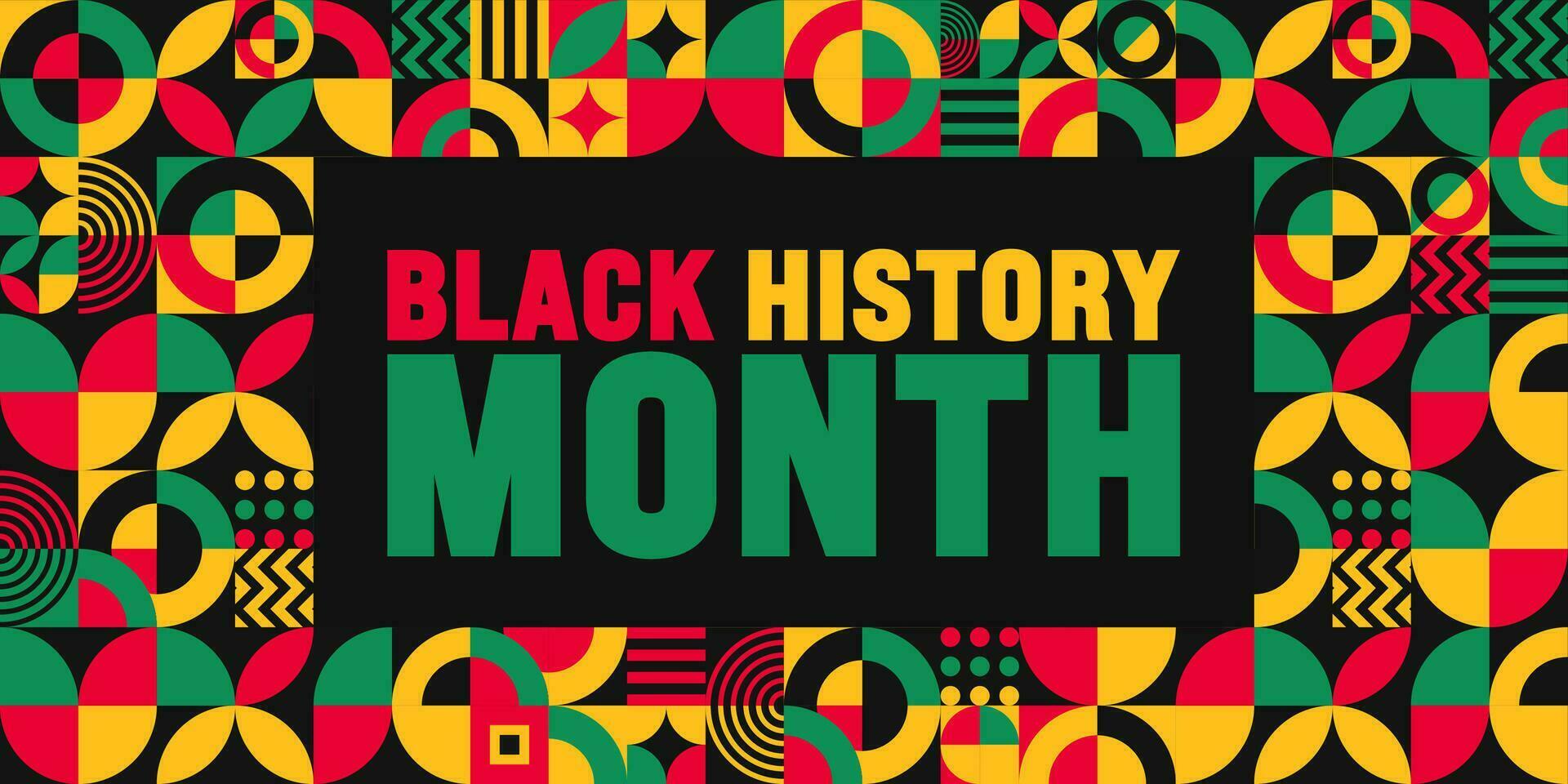 africano americano negro historia mes vistoso letras tipografía con neo geométrico sin costura modelo antecedentes. diecinueve de junio independencia día. kwanzaa. celebrado febrero en unido estado y Canadá. vector