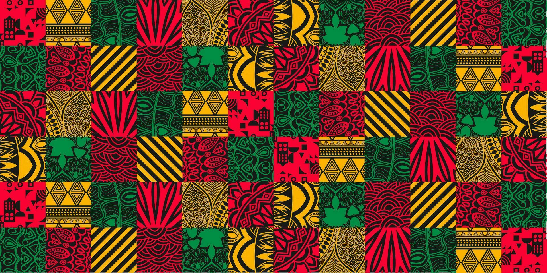 African American Black history month Neo geometric seamless pattern background. Celebrated February in united state and Canada. Juneteenth Independence Day. Kwanzaa. use to banner, poster, book cover. vector