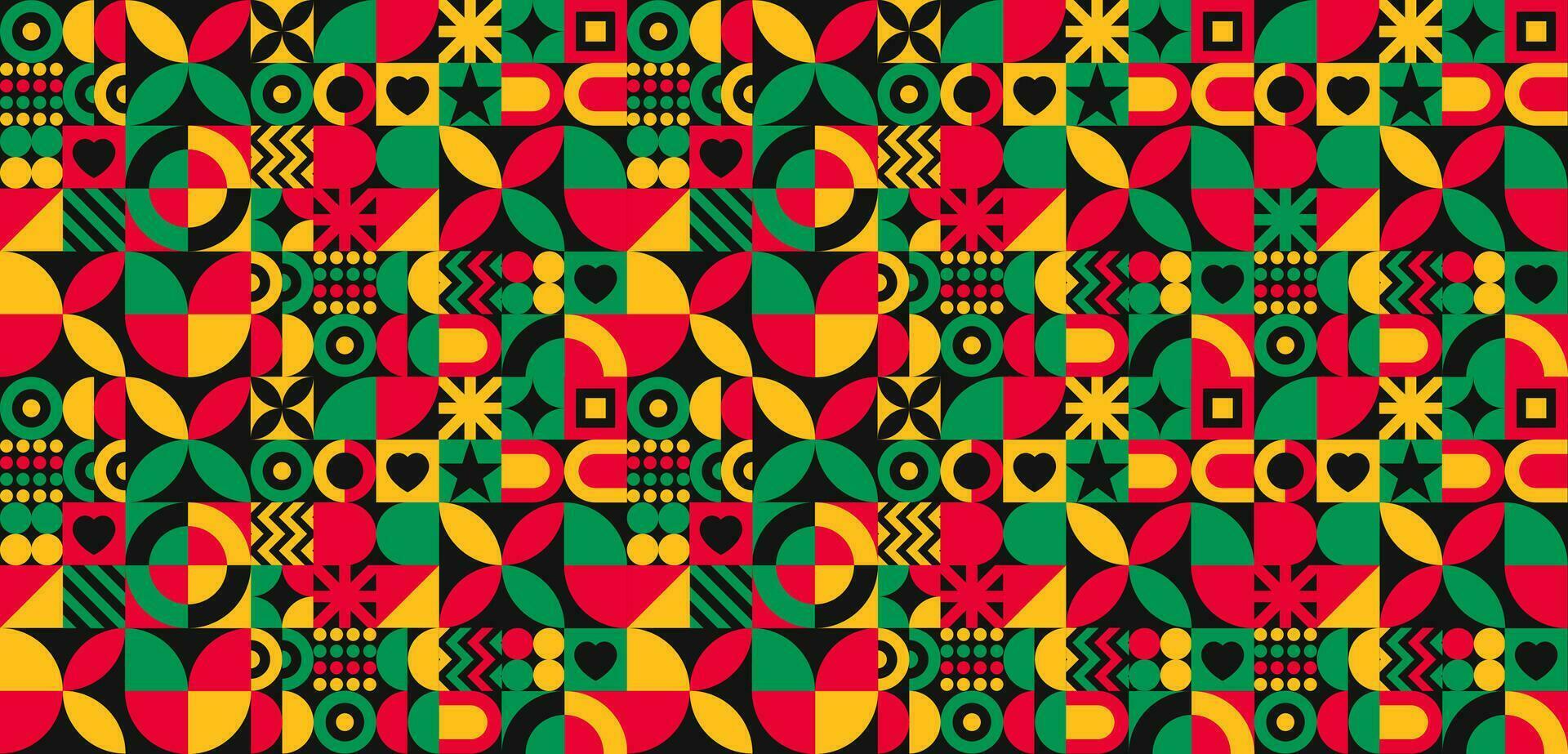 African American Black history month Neo geometric seamless pattern background. Celebrated February in united state and Canada. Juneteenth Independence Day. Kwanzaa. use to banner, poster, book cover. vector