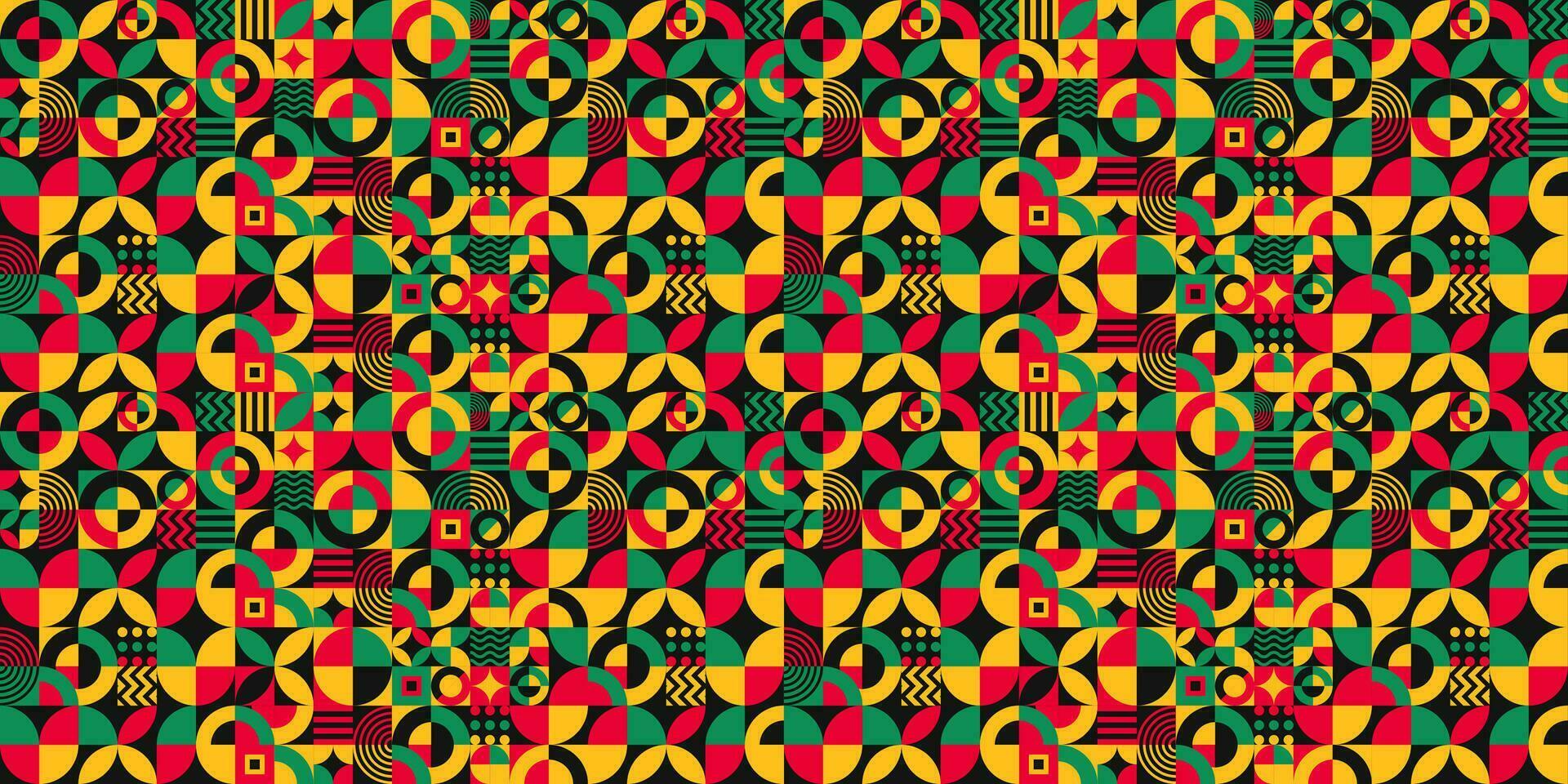 African American Black history month Neo geometric seamless pattern background. Celebrated February in united state and Canada. Juneteenth Independence Day. Kwanzaa. use to banner, poster, book cover. vector