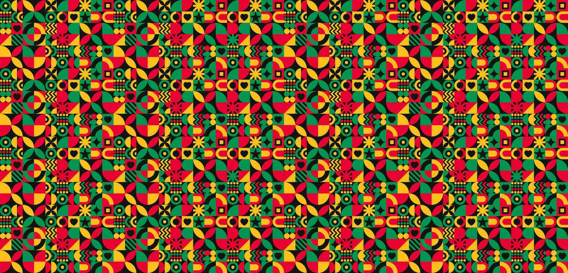 African American Black history month Neo geometric seamless pattern background. Celebrated February in united state and Canada. Juneteenth Independence Day. Kwanzaa. use to banner, poster, book cover. vector