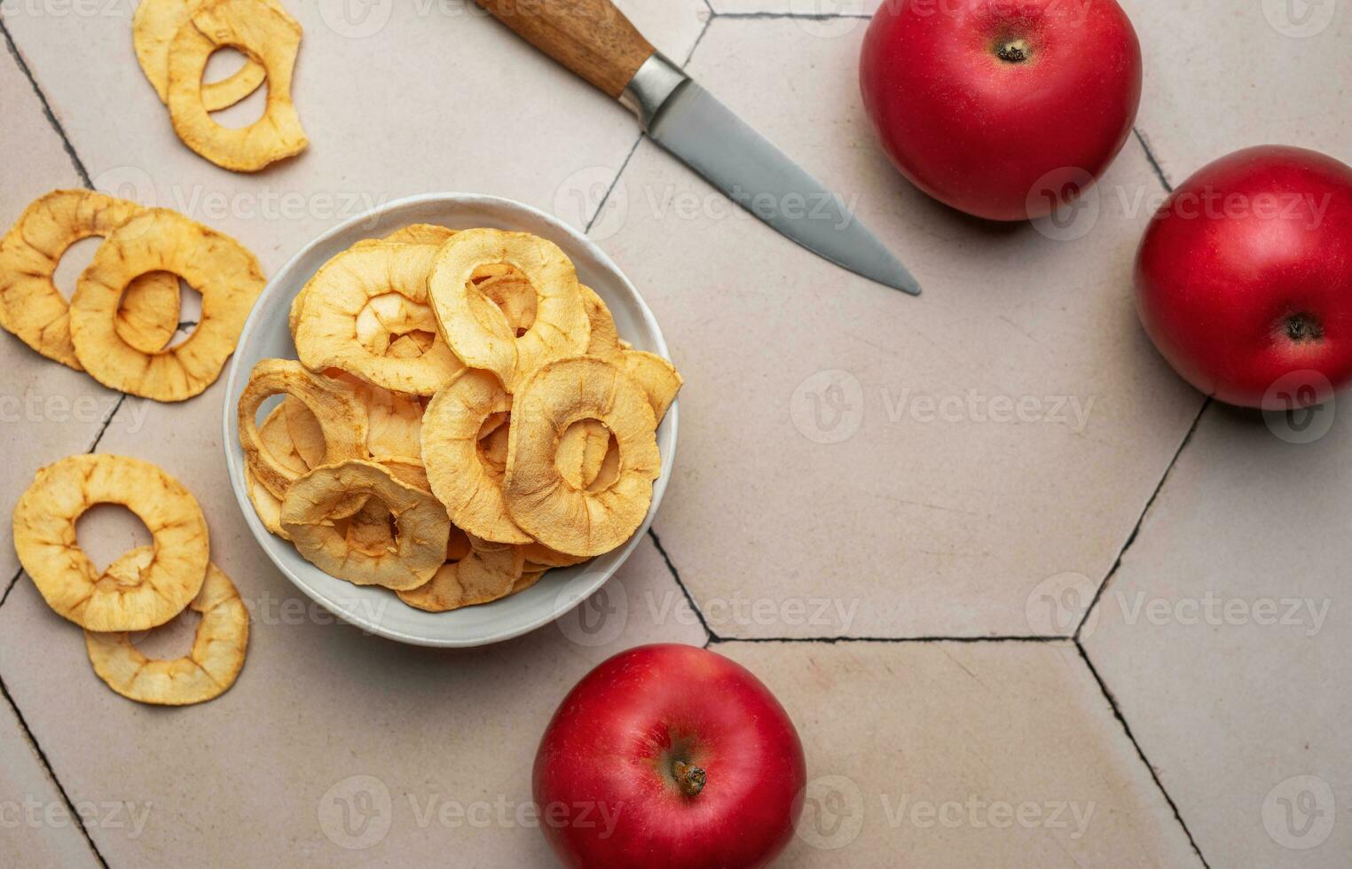 Dried apple chips photo