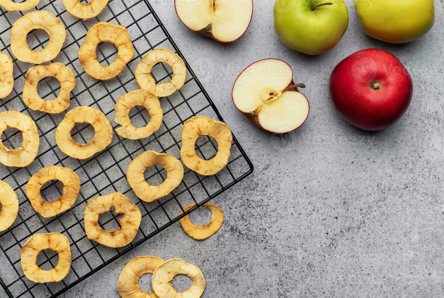 Dried apple chips photo