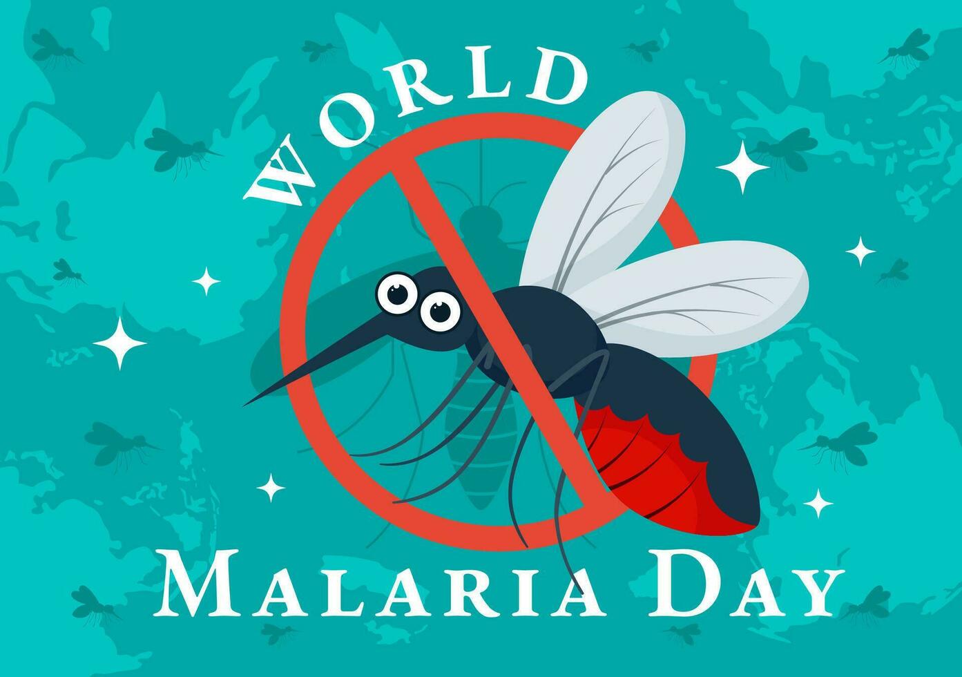 World Malaria Day Vector Illustration on April 25 with Earth Protected from Mosquitoes to Avoid Mosquito Bites in Healthcare Flat Cartoon Background