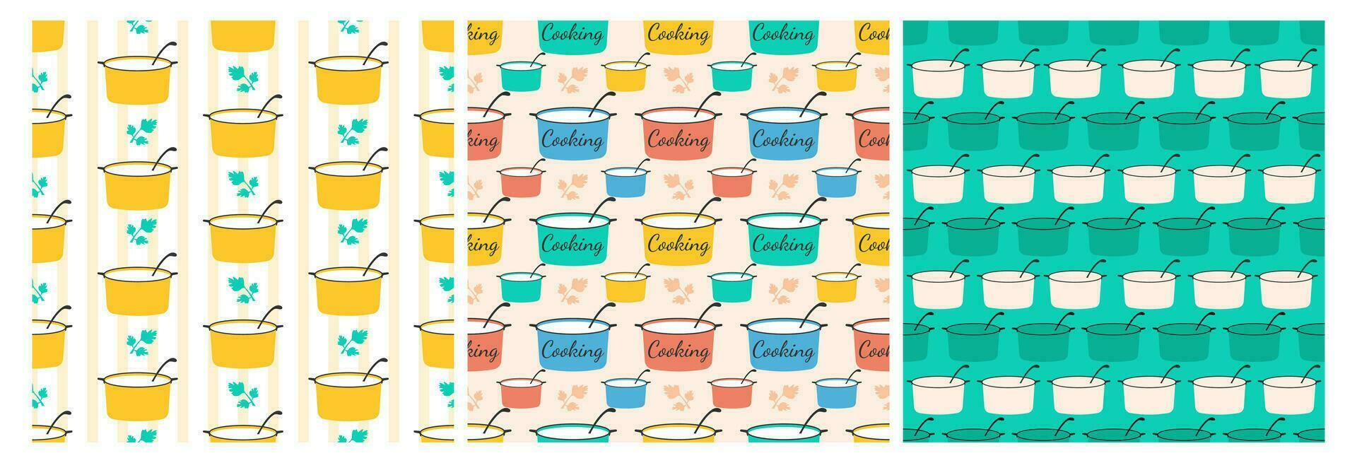 Set of Cooking Equipment Seamless Pattern Design  Illustration in Flat Cartoon Template Hand Drawn vector