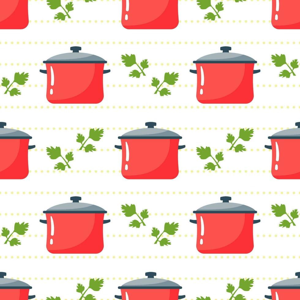 Cooking Equipment Seamless Pattern Design  Illustration in Flat Cartoon Template Hand Drawn vector
