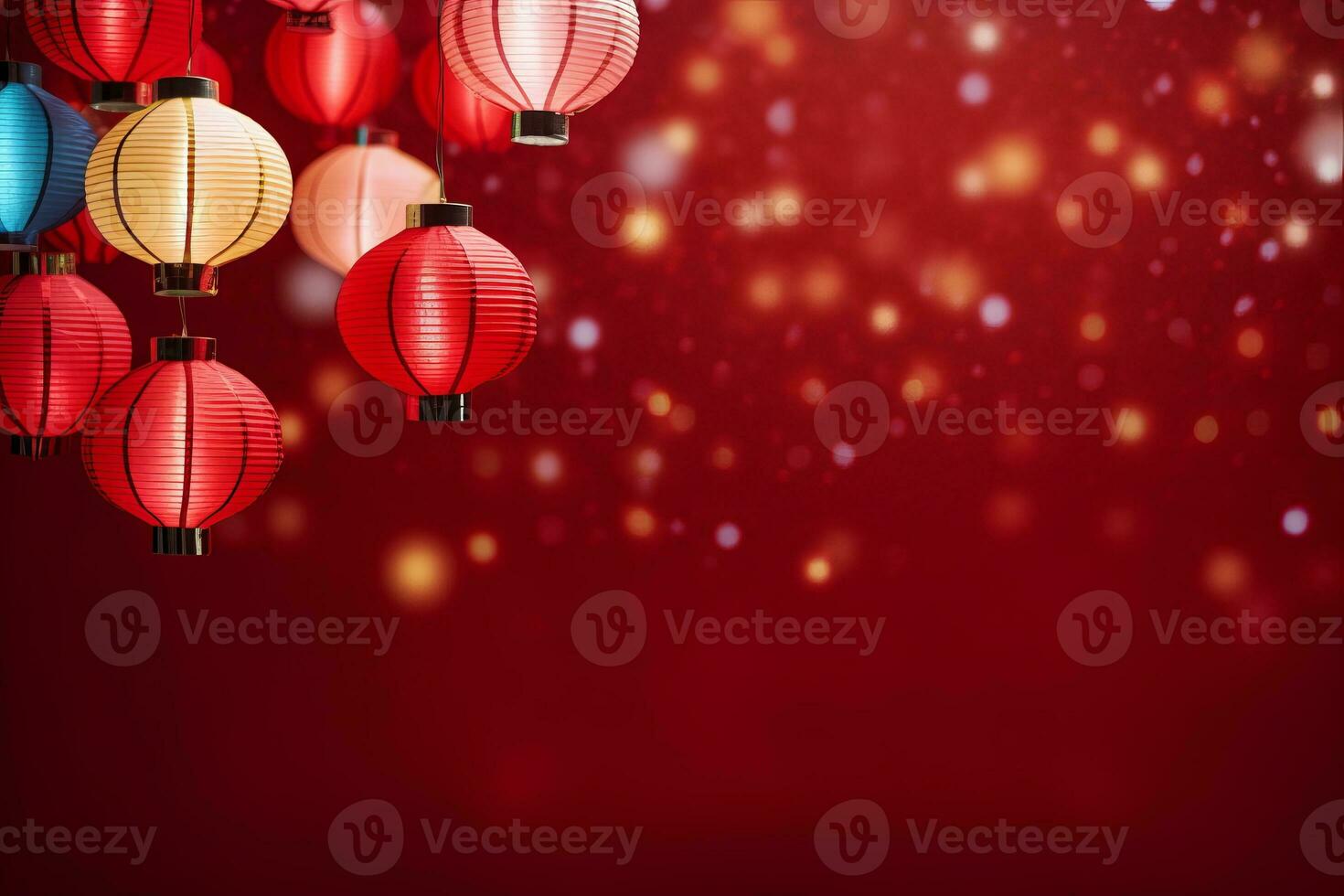 AI generated Portrait of a happy young woman in christmas sweater with reindeer horns holding present box isolated over red background photo