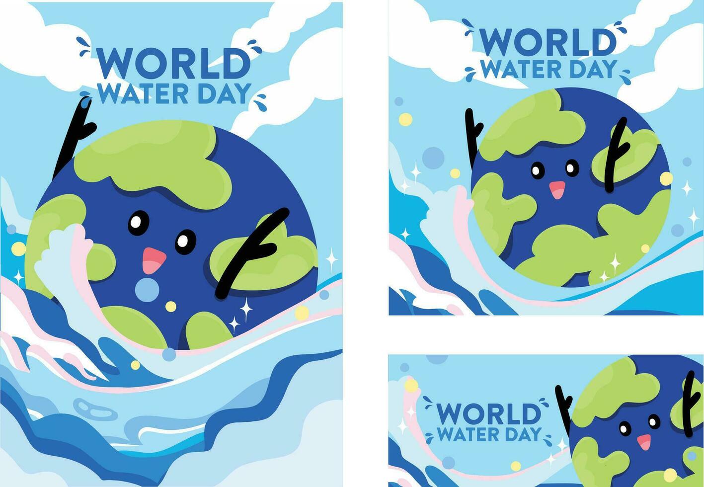 Vector poster of world water day event hand-drawn worlds health