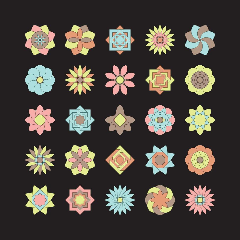 Collection of colorful flowers design. vector