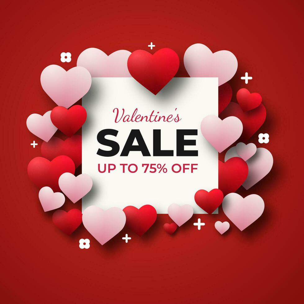 Valentine's day sale. 3d love, for background, banner. Vector illustration