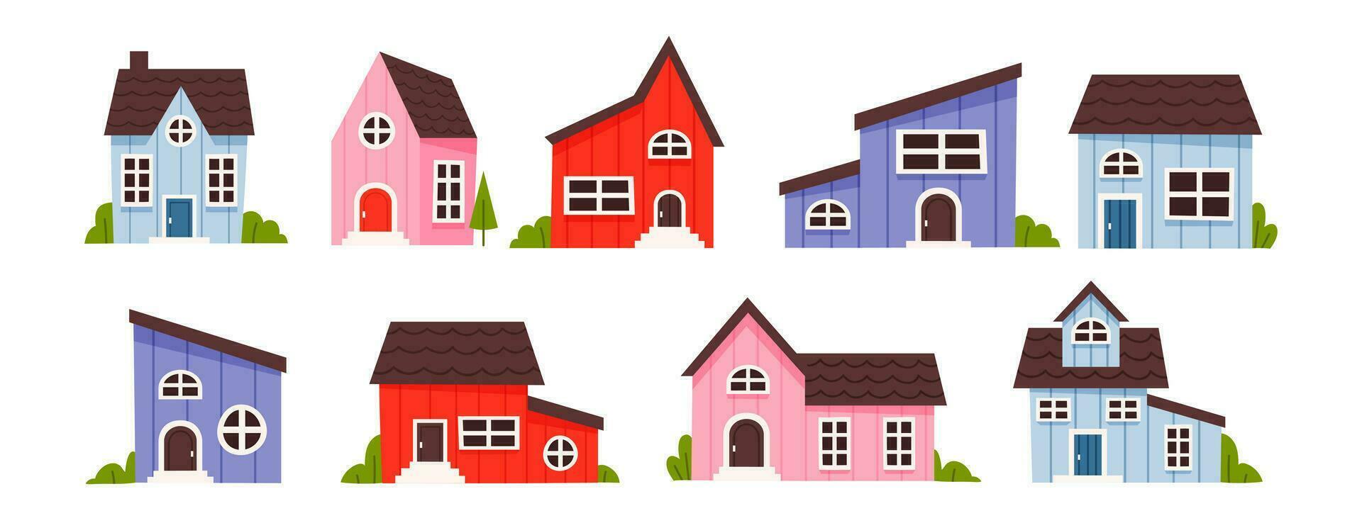 Set of cute different houses vector