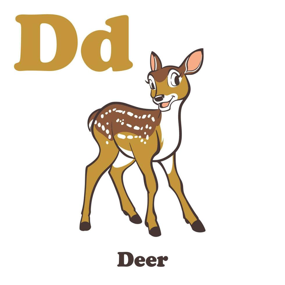 Deer Alphabet Cartoon Character For Kids vector