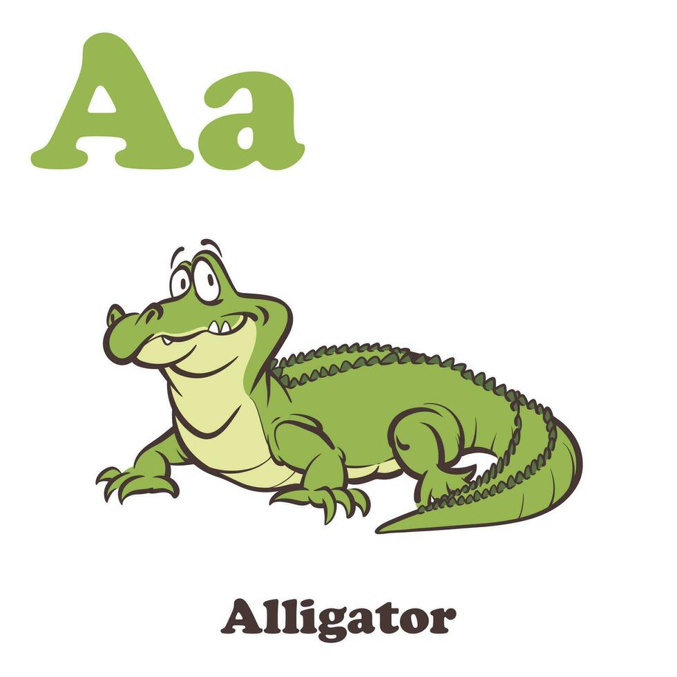 caimán alfabeto dibujos animados personaje para niños vector