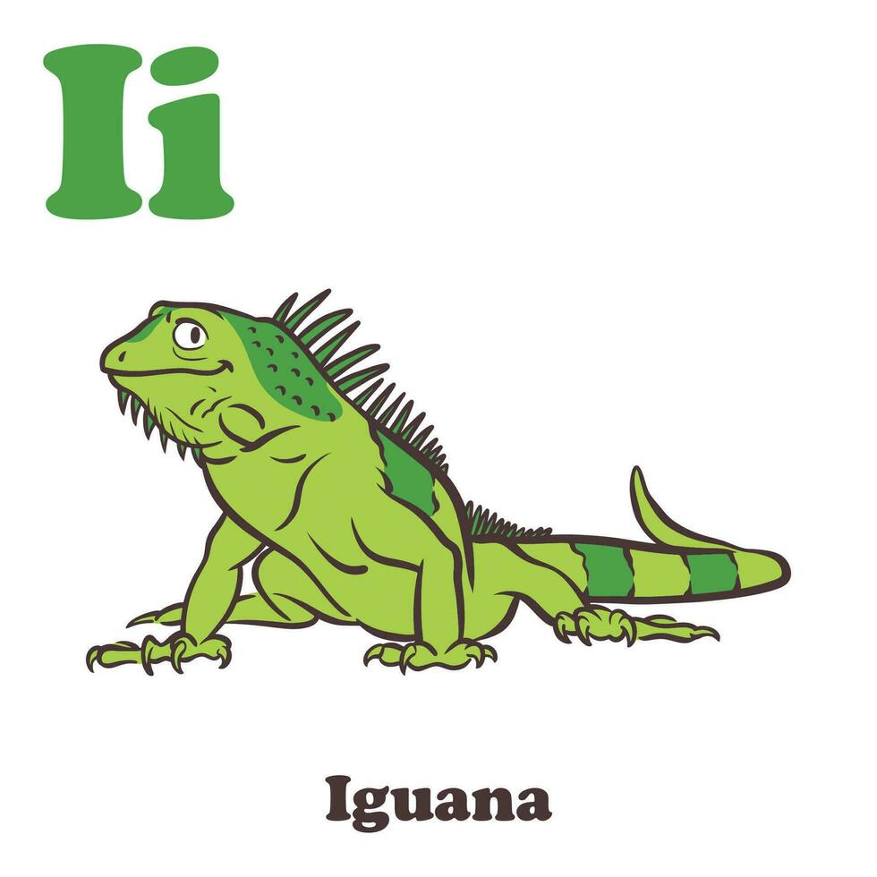 iguana alfabeto dibujos animados personaje para niños vector