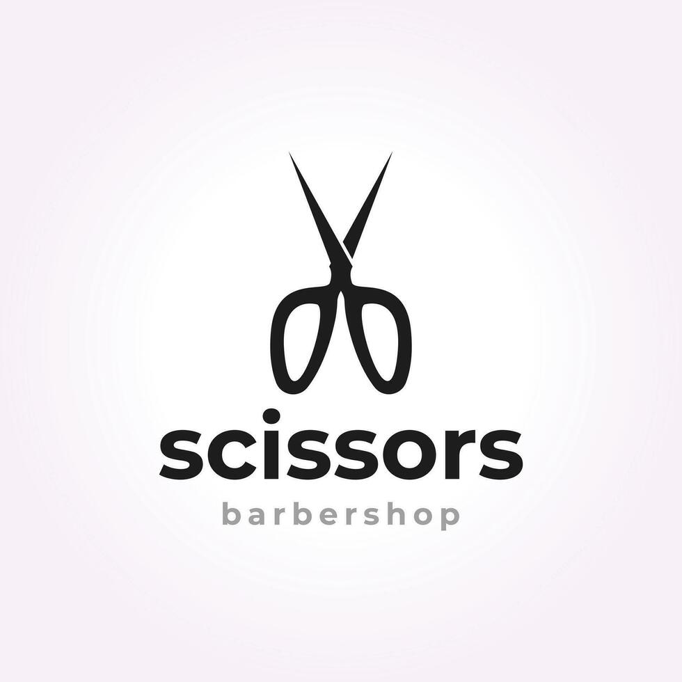 sencillo tijeras logo vector diseño, ilustración Clásico Barbero salón icono