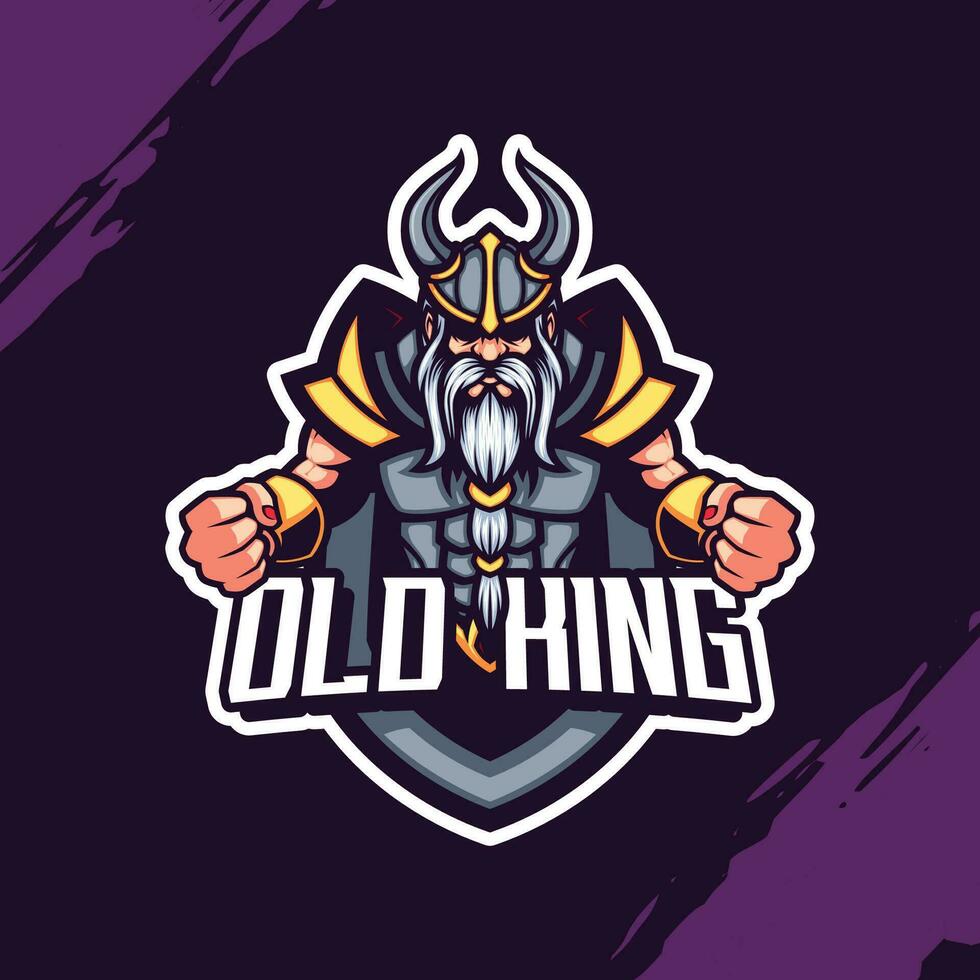 Mascot Logo Portrait of an Old King Wearing Viking War Clothes vector