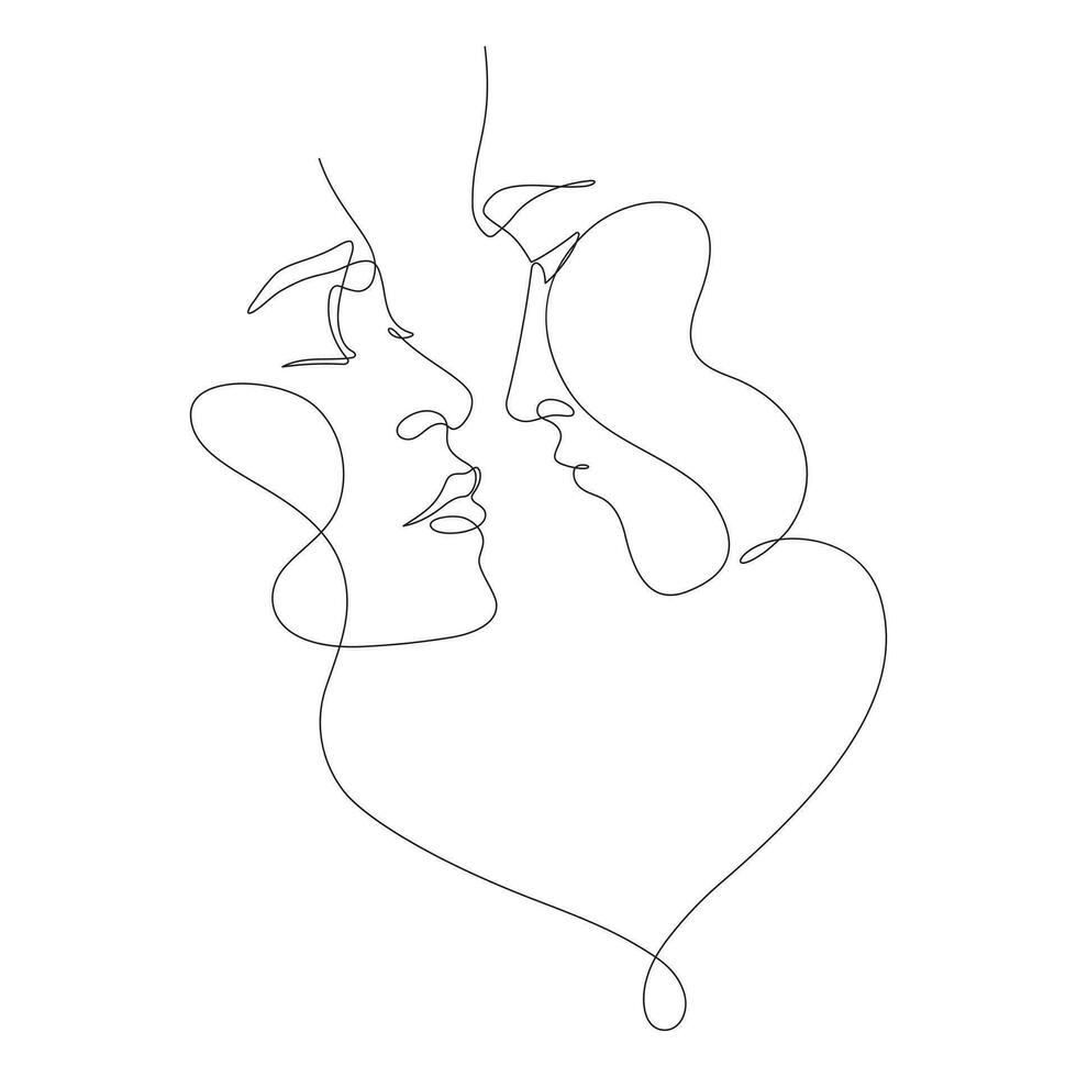 couple in romance scene continuous one line drawing vector