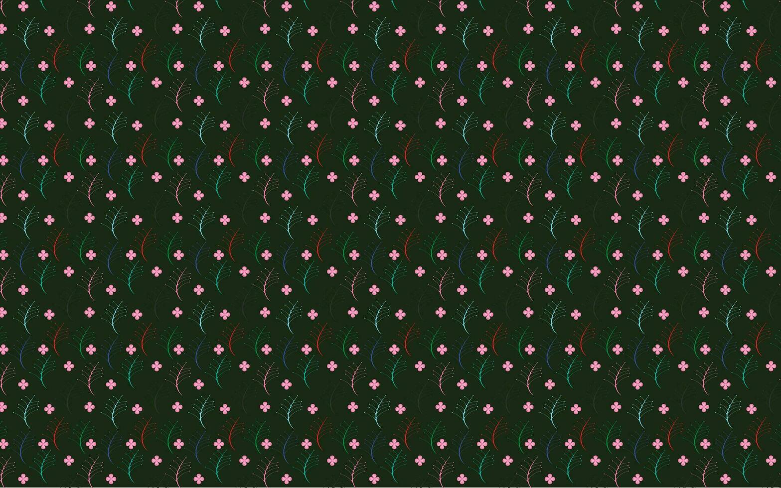 Flowers seamless pattern with red hearts vector design