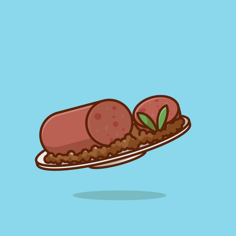 Cotechino con lenticchie simple cartoon vector illustration traditional food concept icon isolated