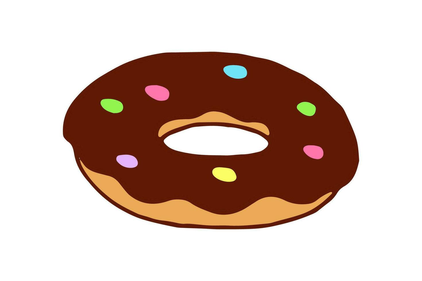 Vector Doodle Donut. Isolated Bagel Illustration on White Background. Cute Colorful Doughnut Icon. Sweets or Desserts