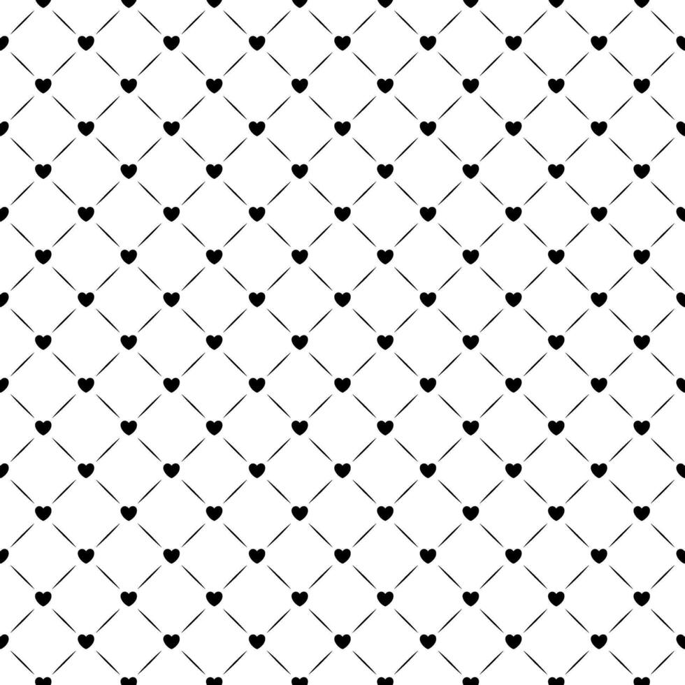 Love Heart Line Black White Pattern Background Vector Illustration