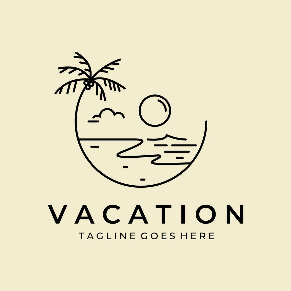 vacation beach  badge logo line art vector simple minimalist illustration template icon graphic design