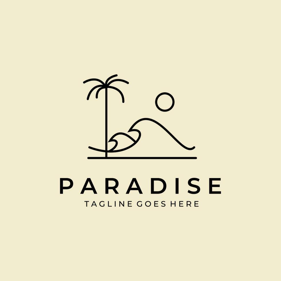 beach and palm tree logo line art vector simple minimalist illustration template icon graphic design