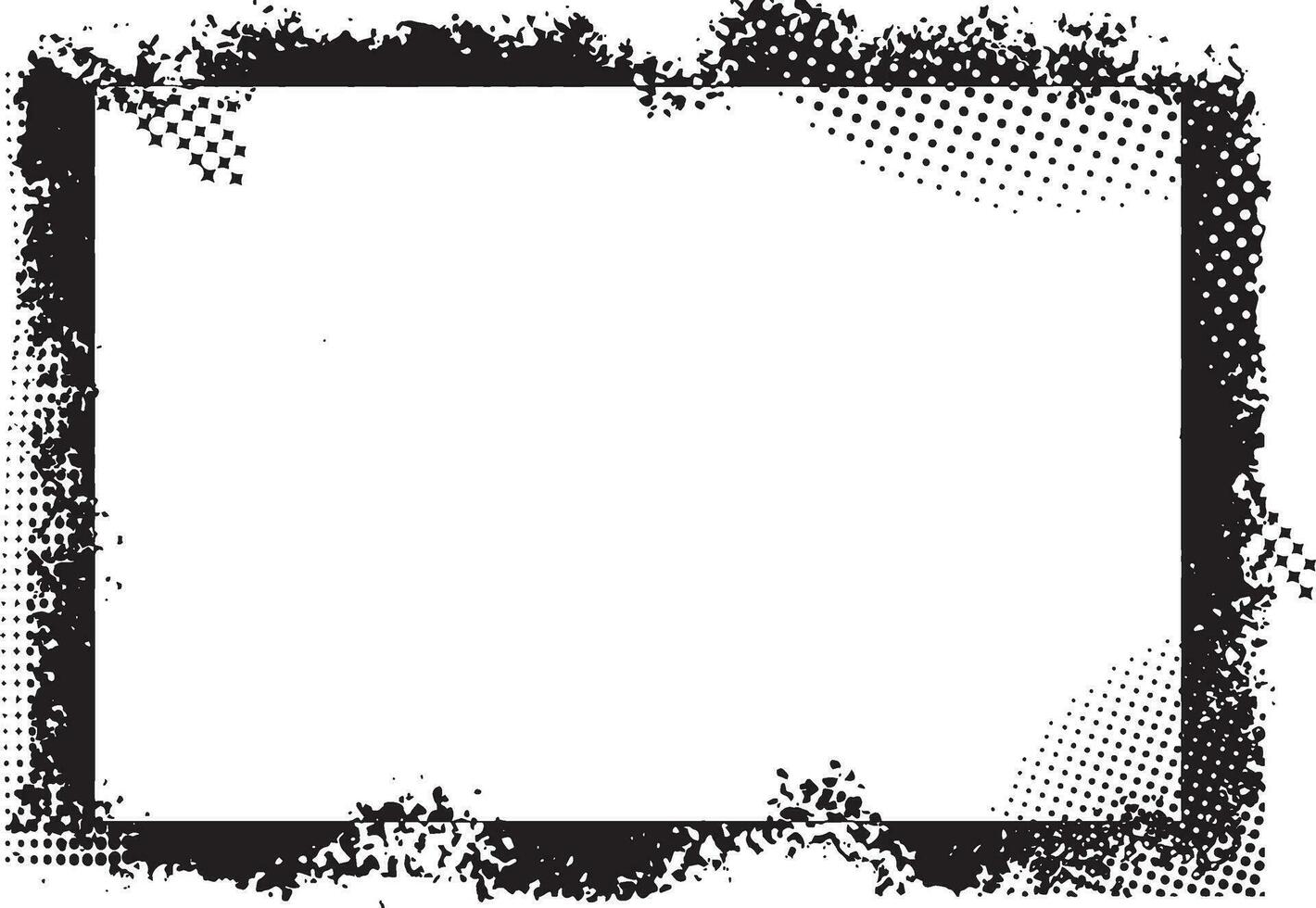 negro y blanco marco borde, negro y blanco marco, un negro y blanco marco con un blanco grunge trama de semitonos punto Clásico foto rectángulo borde, , un negro y blanco grunge antecedentes con un blanco Mancha vector