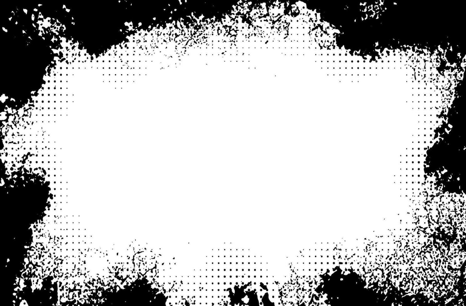 black and white frame border, black and white frame, a black and white frame with a white grunge halftone dot vintage photo rectangle border, , a black and white grunge background with a white spot vector