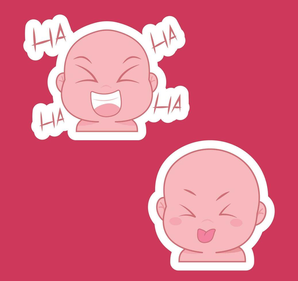 Cute cartoon expression emoji character vector design art for stickers template