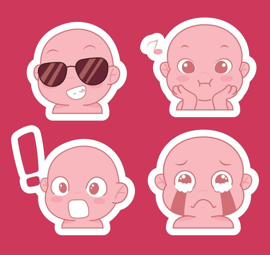 Cute cartoon expression emoji character vector design art for stickers template