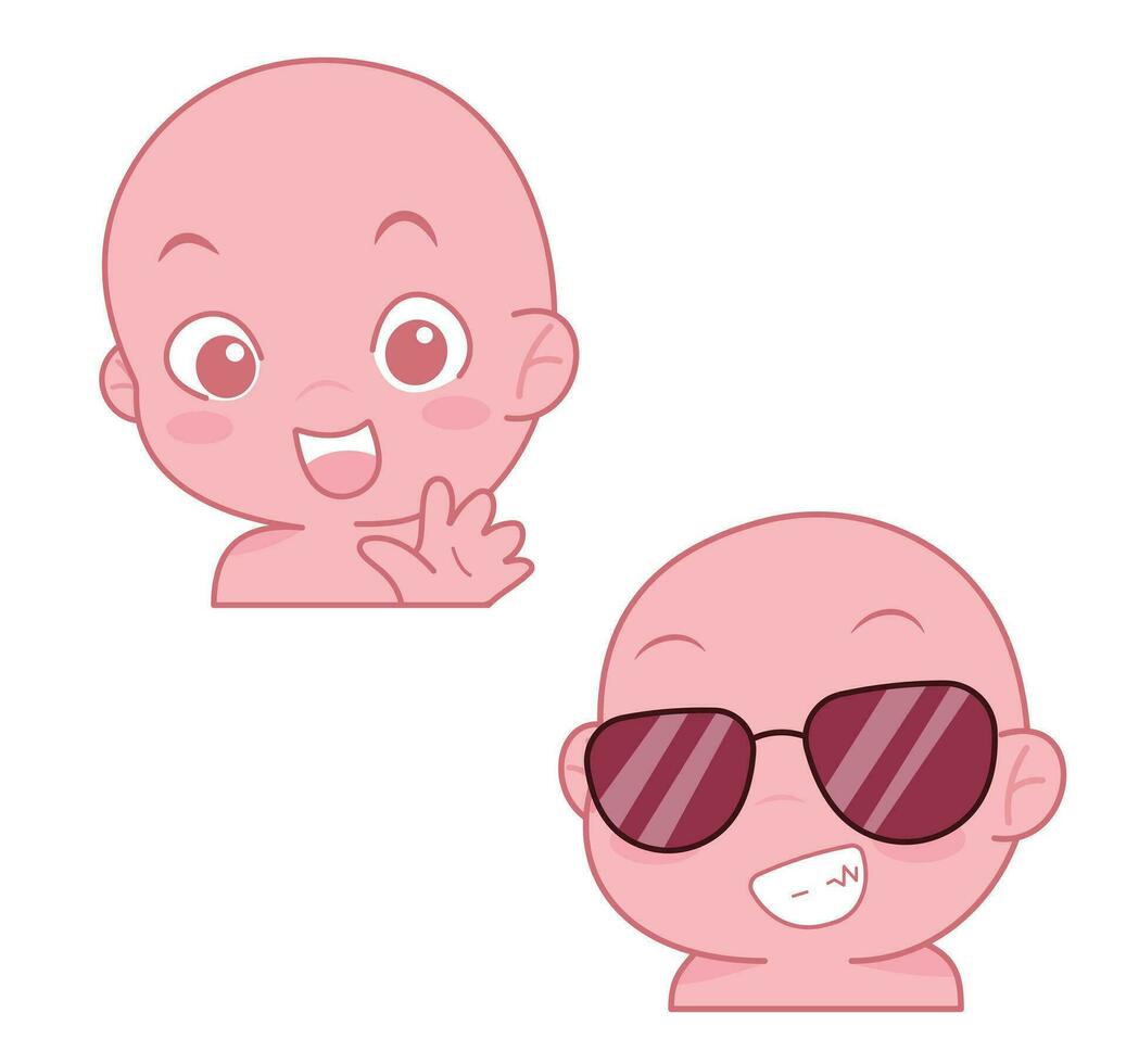 Cute cartoon expression emoji character vector design art for stickers template